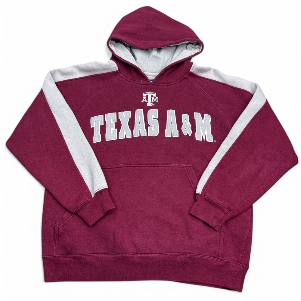 Vintage Texas A&M University Hoodie Adult Size Small Red White Embroidery